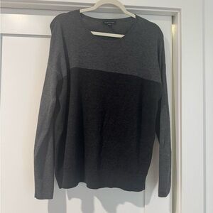 Eileen Fisher Charcoal and Light Gray Knit Top
